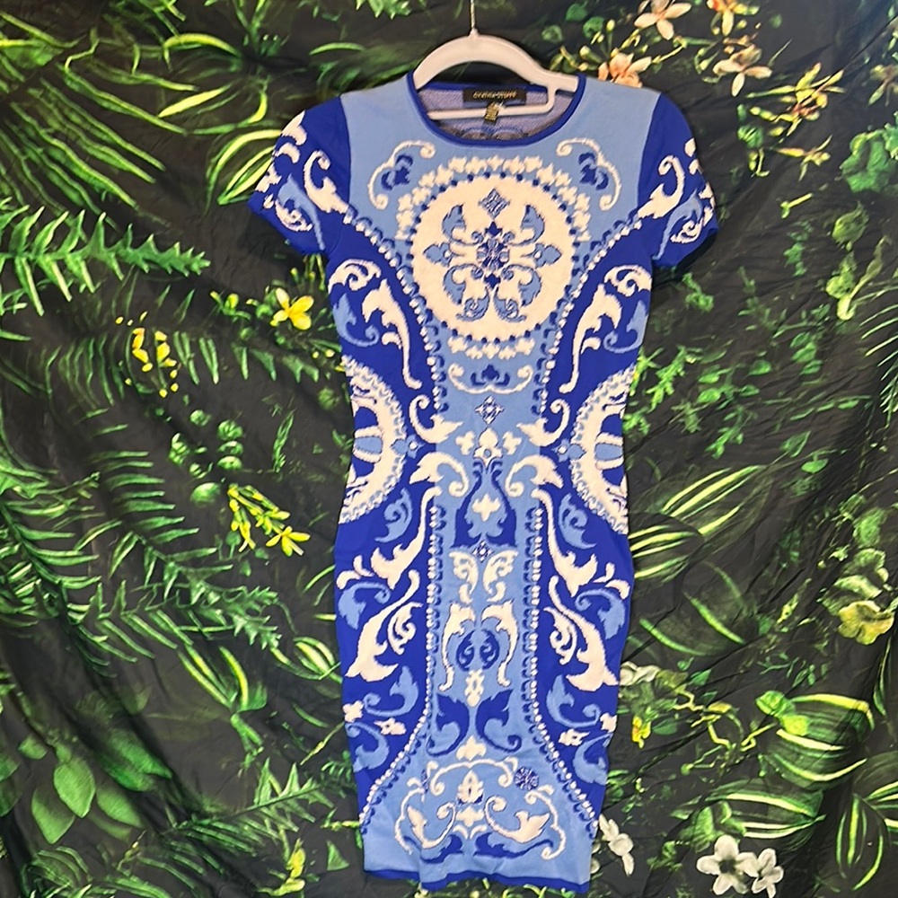 Blue and White Patterned Dress